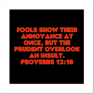 Bible Verse Proverbs 12:16 Posters and Art